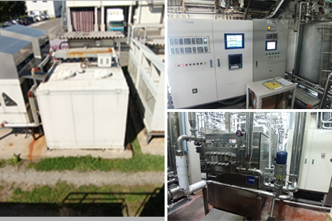 アイスバンク、UHT殺菌機、ホモゲナイザー、サージタンクの写真